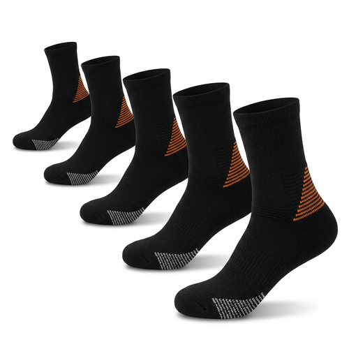 WEIXING Beige Crew Socks 5 Pack