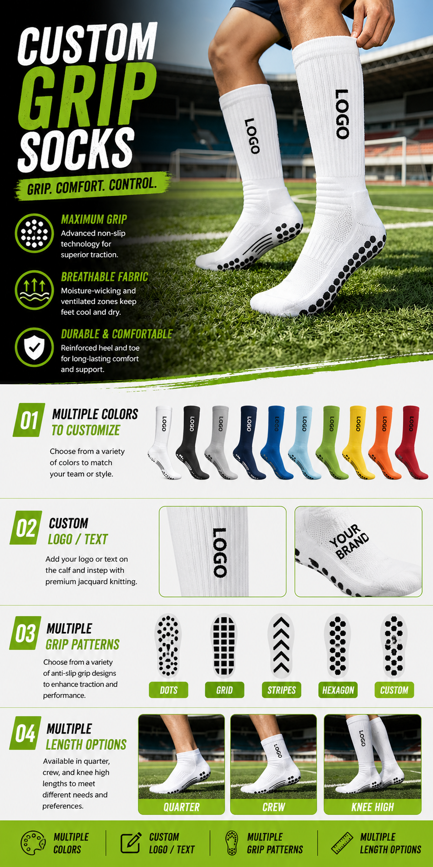 Custom Football Grip Socks with Logo detail image 9