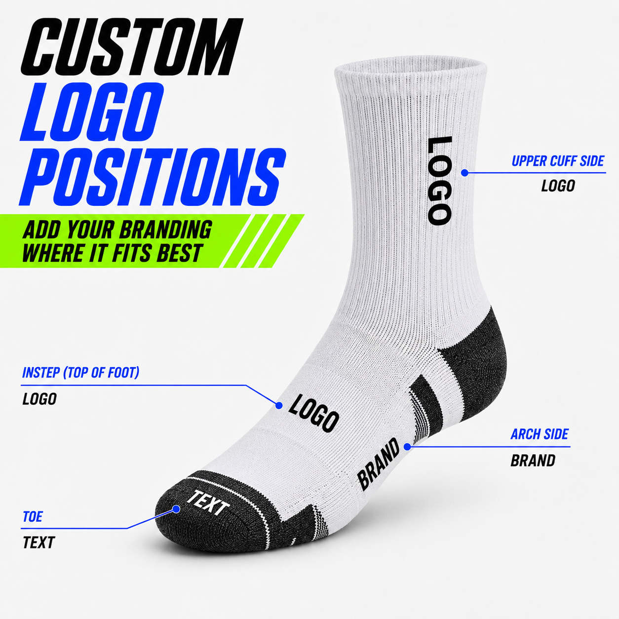 Custom Performance Crew Sports Socks with Logo detail image 10