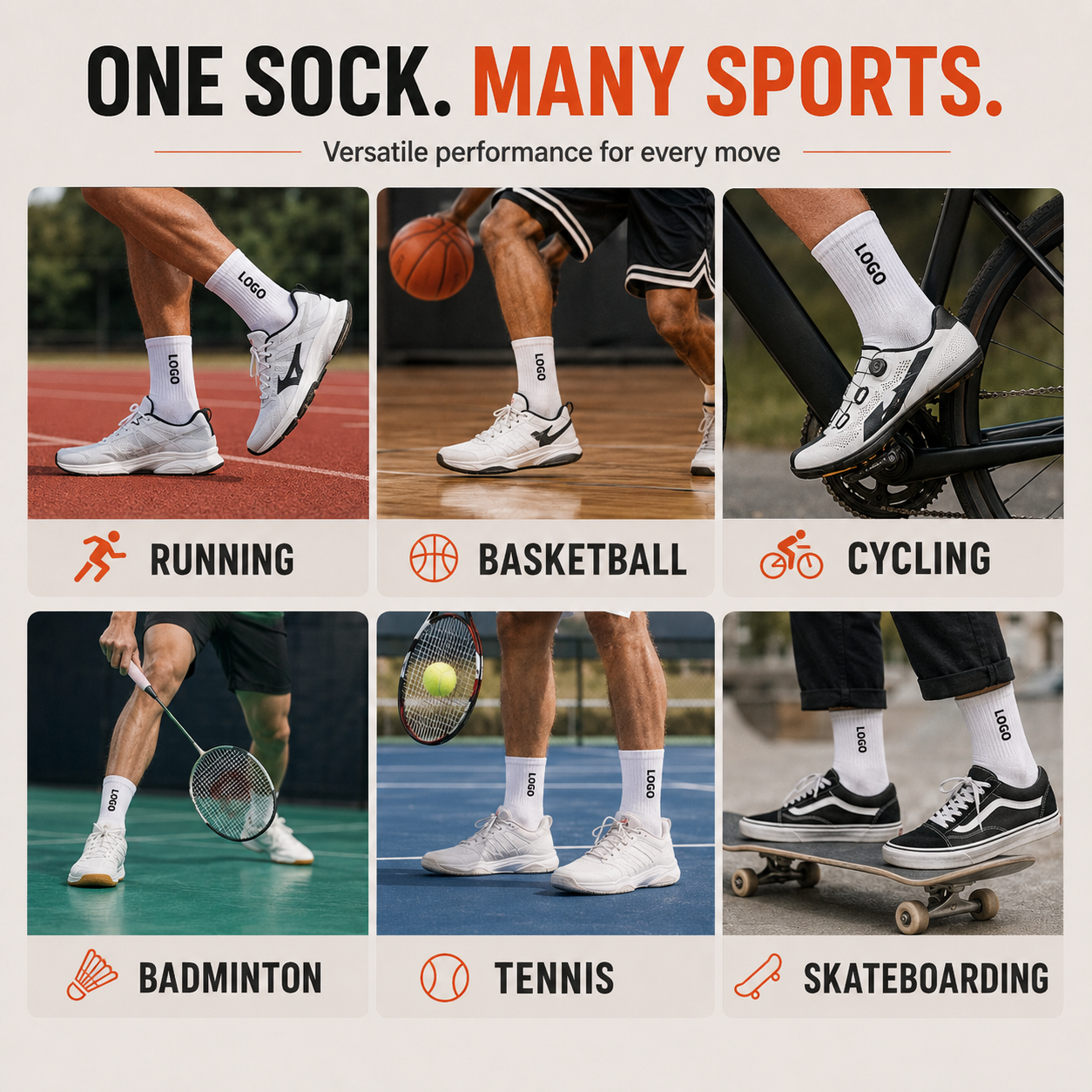 Custom Performance Crew Sports Socks with Logo main image 2