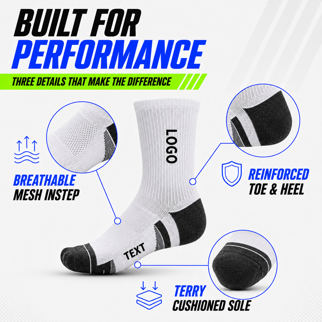 Custom Tennis and Volleyball Sports Socks with Logo main image 3